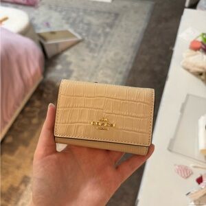 Coach Beige Croc-Embossed Women's Wallet